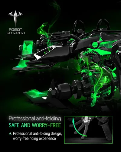 Vista 5 de POISON SCORPION Palancas de freno y embrague negras pivotantes para bicicleta de cross compatibles con KX65 00-25 / KX85 01-25 / KX100 01-21 / KX125