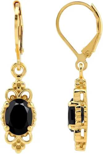 Vista 9 de Silvershake - Aretes de plata de ley 925 con piedra natal ovalada, 8 x 6 mm, acabado antiguo o bañados en oro amarillo, estilo balinés, con cierre