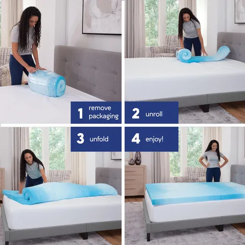 Vista 4 de Vibe Cubrecolchón de espuma viscoelástica con remolino de gel de 3 pulgadas, tamaño individual