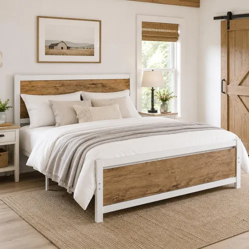 Vista 15 de Catrimown - Bases de cama individuales con cabecero, base de cama metálica de tamaño individual con fuerte soporte de listones de acero, cama