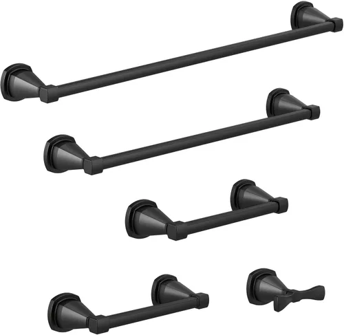 Vista 3 de Delta Soporte de papel higiénico giratorio Negro mate Soporte de pared Accesorios de baño Stryke