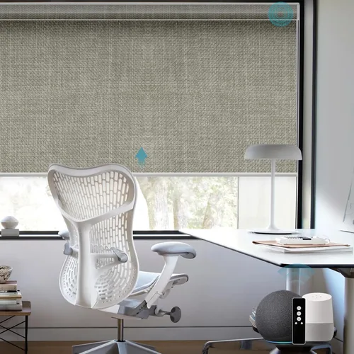 Vista 19 de SmartWings Z-Wave/Zigbee Smart - Persianas enrollables, vinilo beige Persianas motorizadas eléctricas 100% opacas con control remoto, persianas