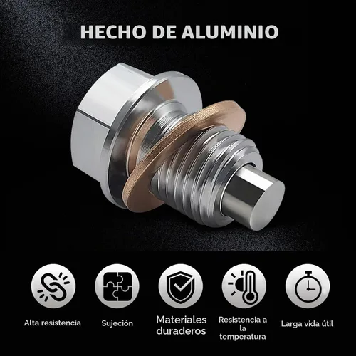 Vista 3 de 1 tapón de drenaje de aceite de motor de aluminio, perno de tuerca de drenaje de sumidero, con 5 pernos de arandela de repuesto a prueba de fugas