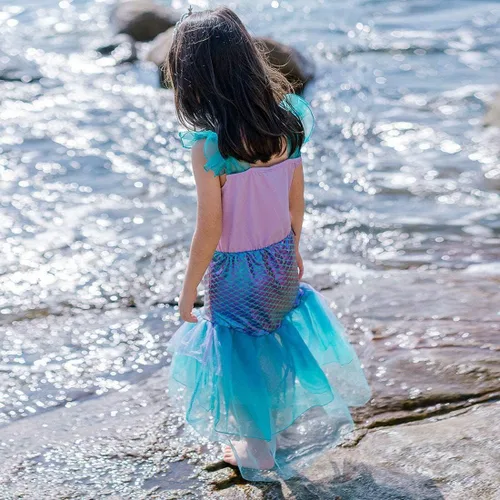 Vista 6 de Inspire You Princess Little Mermaid Costume Dress Up for Girls Fancy Clothes Halloween Cosplay Birthday Party