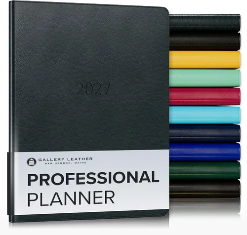 Vista 29 de Gallery Leather Professional Weekly Monthly Planner 2027, Elegantly Bound Calendar Planner and Notebook with Stylish Gold-Gilded Page Edges, 12
