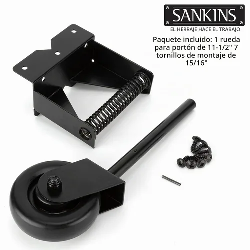 Vista 5 de Rueda resistente con resorte con placa de montaje universal de 360 grados para madera, puertas de metal, valla de PVC, 4 pulgadas, capacidad de 220