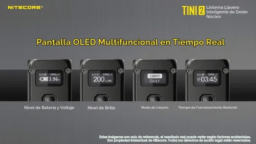 Vista 2 de NITECORE TINI 2 Dual LED recargable llavero luz - 500 lúmenes (negro)
