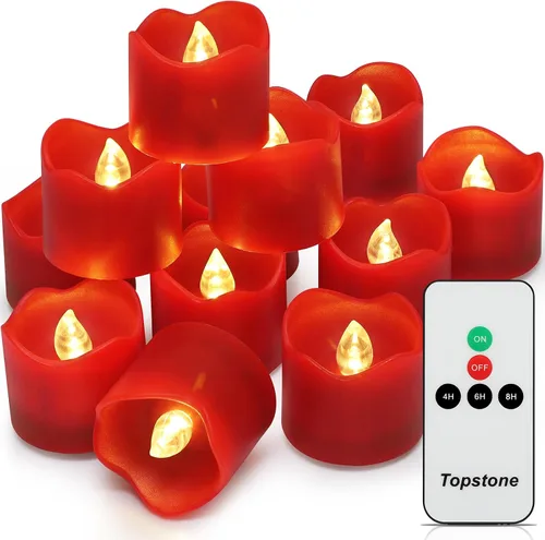 Vista 12 de Topstone Velas electrónicas LED sin llama que cambian de color con control remoto, 7 colores de rotación automática, funcionan con pilas, más de 400
