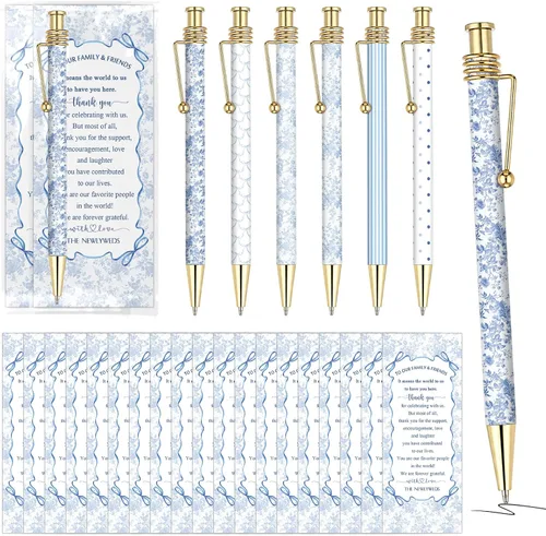 Vista 8 de Tenceur Juego de 30 bolígrafos retráctiles de tinta negra para invitados de boda en la playa, regalos de boda, regalos de boda, suministros