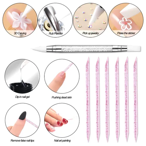 Vista 8 de Gel de uñas sólido constructor, 6 colores no pegajosos para esculpir 3D para arte de uñas, pegamento de extensión de uñas, kit de uñas duras