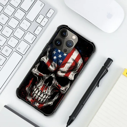 Vista 96 de Funda compatible con iPhone 8, a prueba de golpes, antiarañazos, bandera de ciervos de cola blanca de grano de madera estadounidense