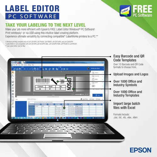 Vista 4 de LABELWORKS Epson LW-PX400 Kit Completo de Etiquetador Industrial - Kit Completo con Accesorios, Tubo Termoretráctil y Envoltura Autolaminante
