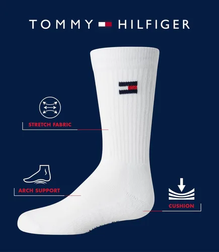 Vista 3 de Tommy Hilfiger Calcetines deportivos unisex para niños, calcetines acolchados (6 unidades)