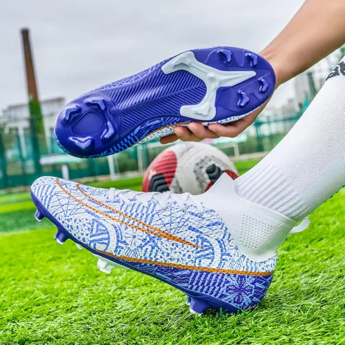 Vista 4 de HAIMIAH Zapatos de fútbol para hombre y mujer, zapatos de fútbol con suela dorada, zapatos de fútbol para estudiantes, zapatos de entrenamiento