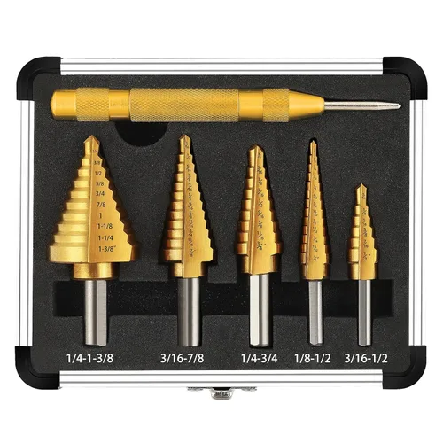 Vista 8 de COMOWARE Juego de 3 brocas de cobalto M35 con vástago hexagonal de 1/4", punzón automático, diseño de impacto de dos hélices, ideal para metal M35