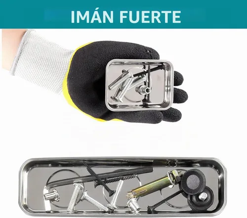 Vista 4 de Juego de 3 bandejas magnéticas de acero inoxidable para tornillos, enchufes, pernos, pasadores, mecánicos y automotrices
