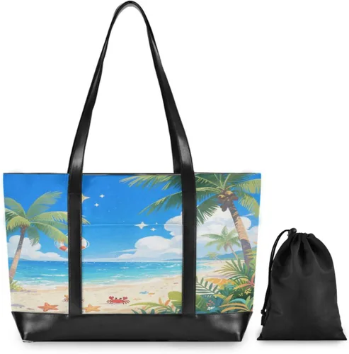 Vista 4 de Azul Verano Beach Essentials bolso para mujer con cremallera maletín para profesora con maletín ejecutivo para mujer