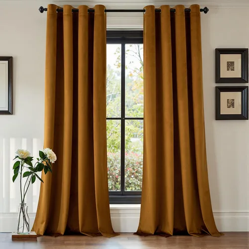 Vista 17 de EMEMA Cortinas de terciopelo negro, 2 paneles de 40 x 63 pulgadas de largo, bolsillo trasero para barra