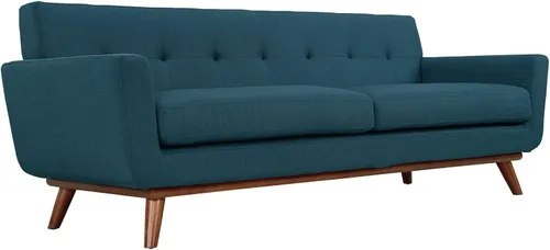 Vista 4 de Modway Engage - Sillón de una pieza tapizado con tela y sofá de dos piezas de estilo de mediados de siglo, Tela, Celeste