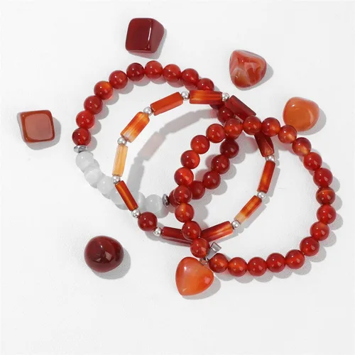 Vista 6 de Vinswet Pulseras de cuentas de cristal curativo para mujer, pulsera de piedras preciosas de piedra lunar de amatista natural, para aliviar
