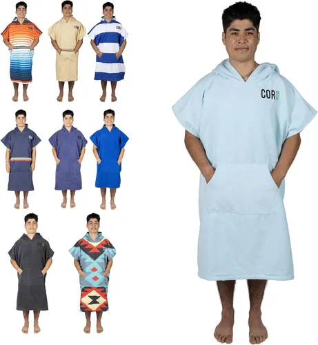 Vista 13 de COR Surf - Poncho de toalla de cambio con capucha y bolsillo delantero Toalla gruesa de microfibra de secado rápido Fits Teens & Petite Adults