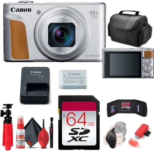 Vista 6 de Canon PowerShot SX740 HS Cámara digital (negro) (2955C001) + tarjeta de memoria de 64 GB + lector de tarjetas + bolsa suave de lujo + trípode