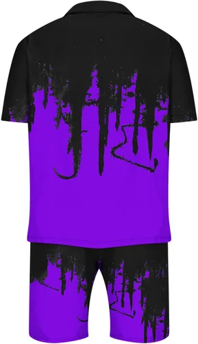 Vista 5 de lulshou Summer 2 Piece Sets for Men Short Sleeve Tops Shorts Set 14 Zipper Polo Shirt and Shorts Outfits Casual Tracksuit