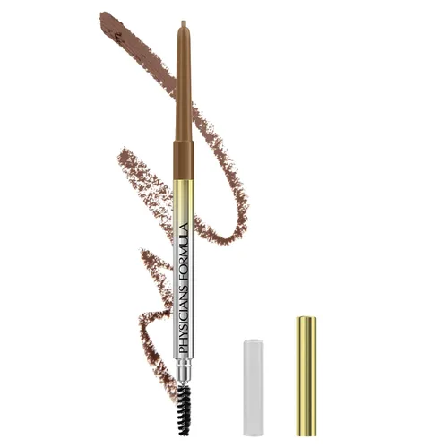 Vista 11 de Physicians Formula Lápiz de cejas retráctil delgado definidor, marrón medio, cepillo de cejas de doble cara, punta fina, forma, define, rellenos