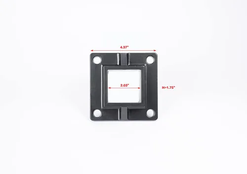 Vista 2 de Brida de poste de montaje en el suelo para poste de valla cuadrada de 2 pulgadas y barandilla de cubierta, resistente, aluminio, negro