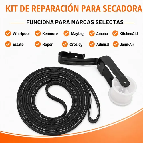 Vista 5 de 341241 691366 Kit de correa y polea de tambor para secadora compatible con Whirlpool, Kenmore - Reemplaza a AP2946843, W10131364