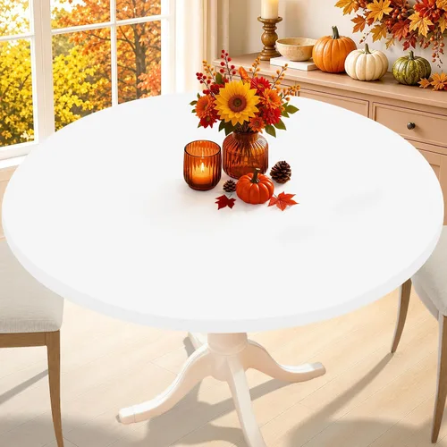 Vista 33 de Smiry - Mantel redondo de elastano, manteles ajustados lavables elásticos para mesas de 36 a 44 pulgadas, cubierta de mesa de picnic elástica