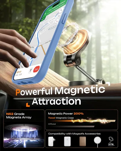Vista 95 de TOCOL Funda para iPhone 11, compatible con Magsafe, protección completa de cámara, imanes integrados, protección contra caídas, funda translúcida