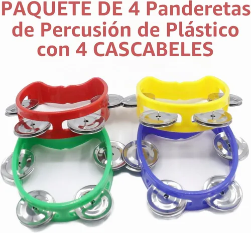 Vista 2 de Paquete de 4 panderetas de plástico con cascabeles en 4