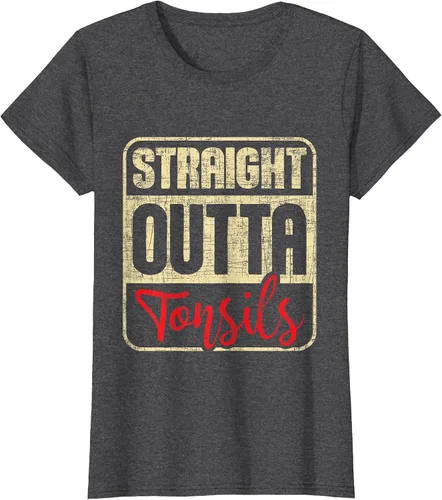 Vista 76 de Straight Outta Amígdalas - Camiseta de recuperación de cirugía de eliminación de amígdalas Asphalt Grey