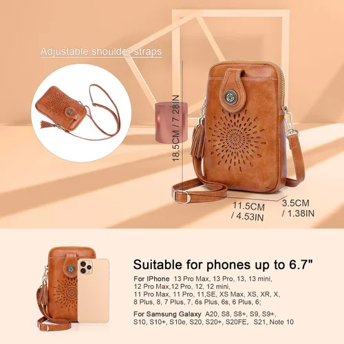 Vista 4 de APHISON Mini Cell Phone Purse Leather Small Crossbody Bags for Women Lightweight Cute Purses for teen girls with Tassel