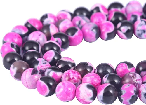Vista 7 de 63 cuentas de piedra sueltas de ágata de fuego azul natural natural de 0.236 pulgadas (0.236 in) para fabricación de joyas de 15.5 pulgadas, 1 hebra