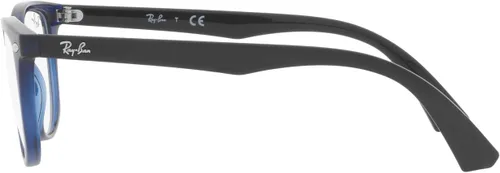 Vista 4 de Ray-Ban Junior RY1601 - Marco cuadrado para lentes graduados, color azul transparente/lente de demostración, 1.811 in, Lentes azules transparentes.