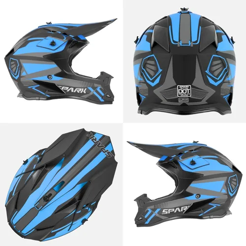 Vista 3 de Casco de motocross para adultos ATV para moto de tierra todo terreno de cara completa con gafas, guantes y máscara, aprobado por el DOT