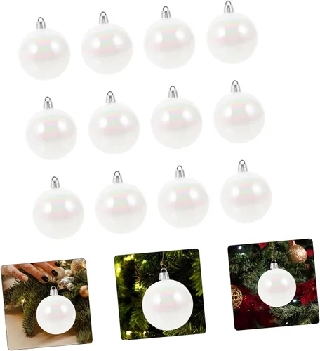 Vista 5 de BESPORTBLE 12 adornos de bola de Navidad para árbol, esferas colgantes decorativas, inastillables, decoración de árbol de Navidad para fiestas