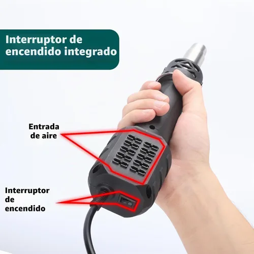 Vista 6 de YIHUA 8858 IV Pistola de calor multiusos para manualidades, soldadura electrónica, bricolaje, tubos retráctiles y envoltura, marcador de antorcha