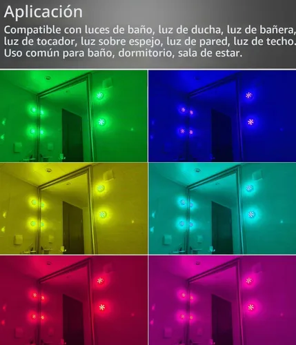 Vista 7 de Luces de Tocador de Baño Inalámbricas, Operadas a Batería, Impermeables, Luz LED para Ducha, Spa, Baño, Sobre Espejo, Pared, Techo, Control Remoto