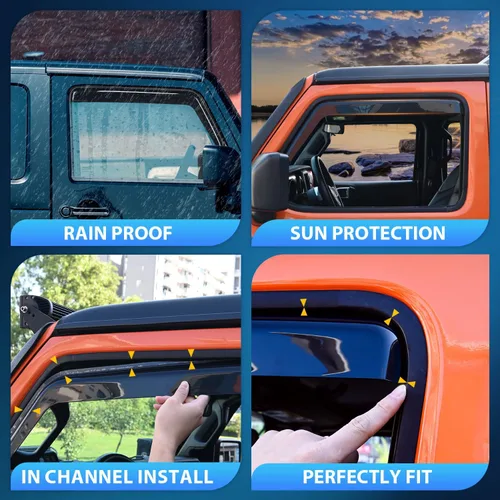 Vista 4 de Nilight protectores de lluvia para canal para Ram 1500 2009 2010 2011 2012 2013 2014 2015 2016 2017 2018 Crew Cab, 2019-2023 Ram 1500 Classic Body