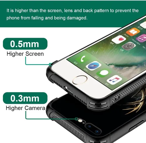 Vista 2 de DJSOK Funda compatible con iPhone 7/8/SE2, funda de ciervo de oro negro para iPhone 7, para niños y niñas, a prueba de golpes, resistente a