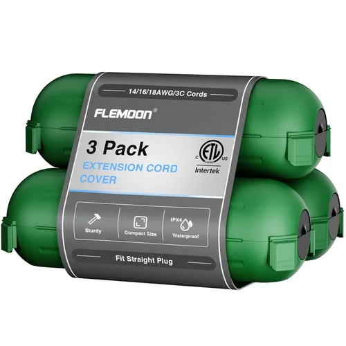 Vista 17 de Flemoon - Paquete de 3 fundas impermeables para cable de extensión para exteriores Small Electrical Connection Box for Straight Plug, Socket