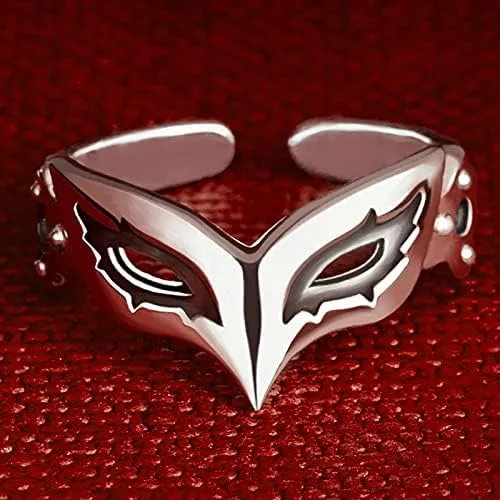 Vista 2 de Nuevo para Persona 5 Series Joker Máscara Anillo de Plata de Ley 925 Cosplay Prop Regalo