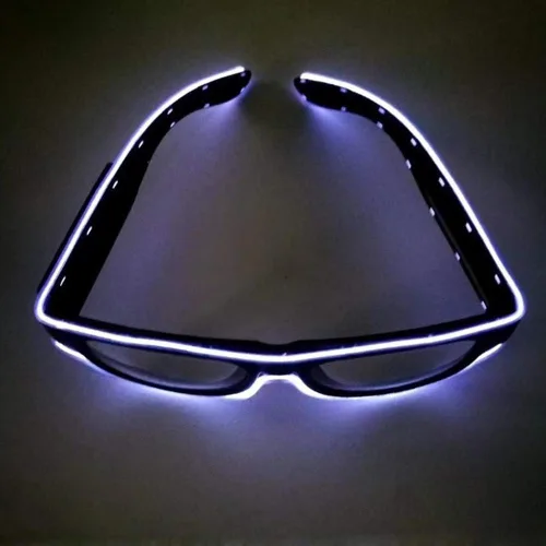 Vista 3 de Gafas luminosas LED inalámbricas USB recargable LED luz para arriba gafas Rave Party brillante gafas de sol (blanco)