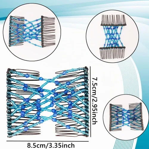 Vista 3 de 3 pinzas elásticas mágicas para el cabello, horquillas elásticas de doble peine para mujeres y niñas, peinado vintage, accesorios multiusos