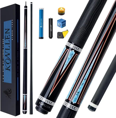 Vista 15 de KONLLEN Carbon Fiber Pool Cue Low Deflection Pro Taper Billiard Cue 001 1.0 KL-08 Azul