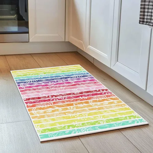 Vista 2 de Tapete de baño de arco iris, suave, para baño, ducha, bañera, cocina, tapete lavable, para dormitorio, cuarto de servicio, pasillo, moderno