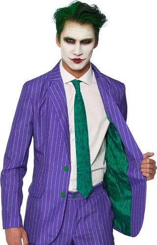 Vista 5 de SUITMEISTER Disfraz de Joker de Halloween para hombre, disfraz de fiesta de cosplay para adultos